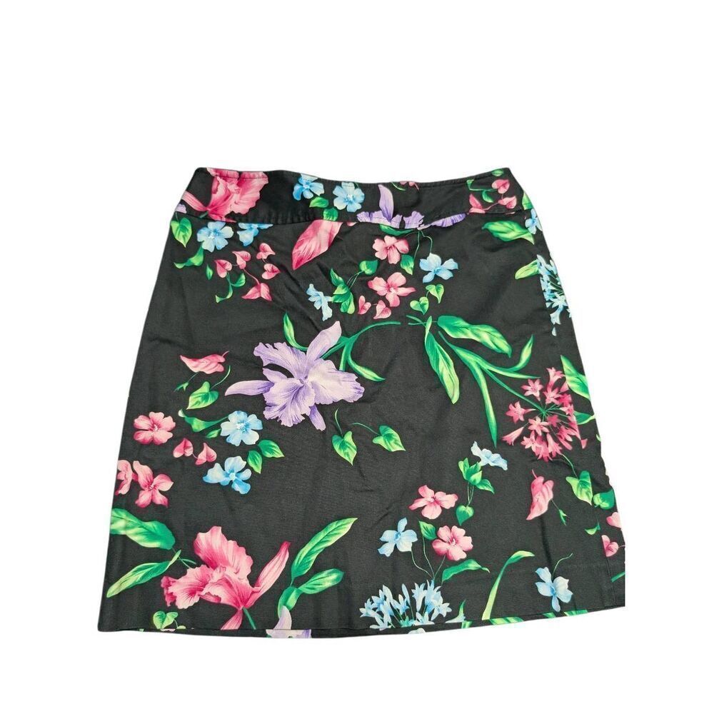 Rafaella Skirt Black with Floral Women's Size 6